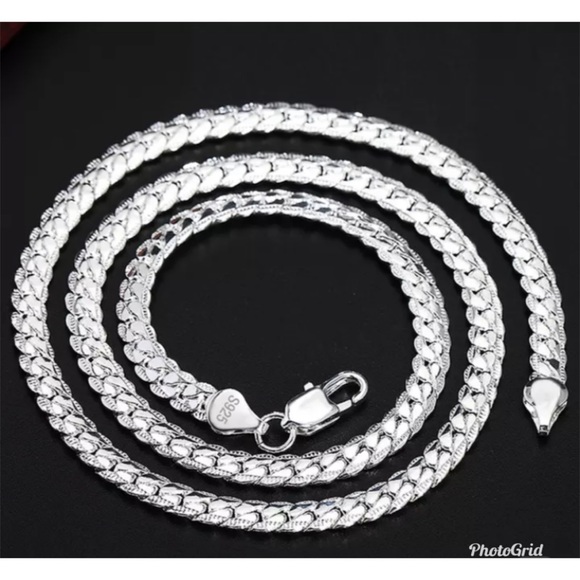 2pc 6MM Full Sideways 925 Sterling Silver Necklace - Picture 3 of 8